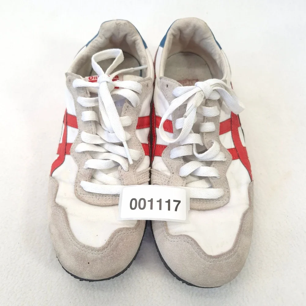 Onitsuka Tiger Serrano White Red Leather Suede Sneakers Mens 5 Womens 6.5